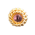 Anello rockabilly vortice di catena gold con cristallo swarovski centrale  di colore rosa, posizione frontale