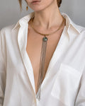 Collana modulabile con pendente frange di catene e aggancio calamita per la Clap con pietra swarovski