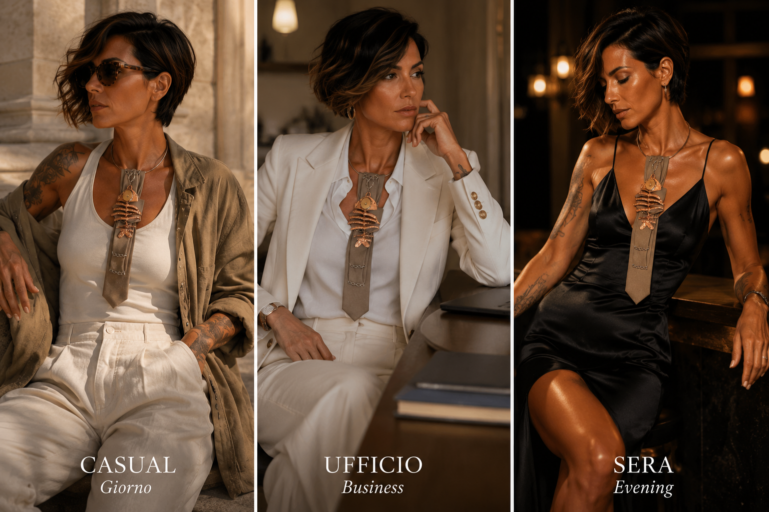 come indossare la cravatta gioiello Silver Nights in base all'occasione: casual, ufficio, sera