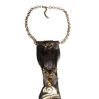 Dettaglio collana e nodo Collana Cravatta Mystic Fish Gold di Claudia De Rosa Jewelry Gioielli Calamita.