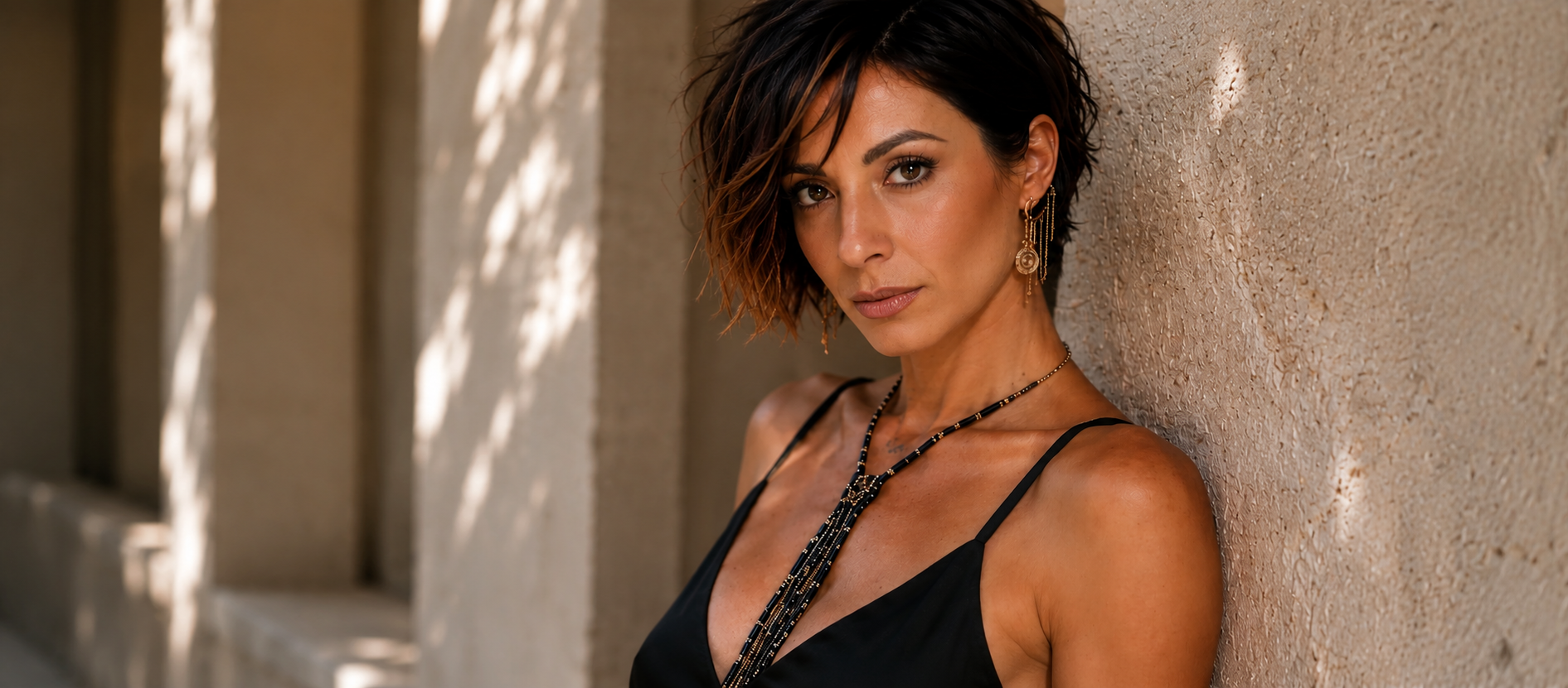 Claudia De Rosa indossa Cravatta Gioiello e orecchino earcuff medusa. 