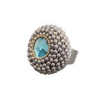 Anello Rockabilly Menta con cristallo Swarovski verde menta e catena in acciaio inox – Claudia De Rosa Jewelry