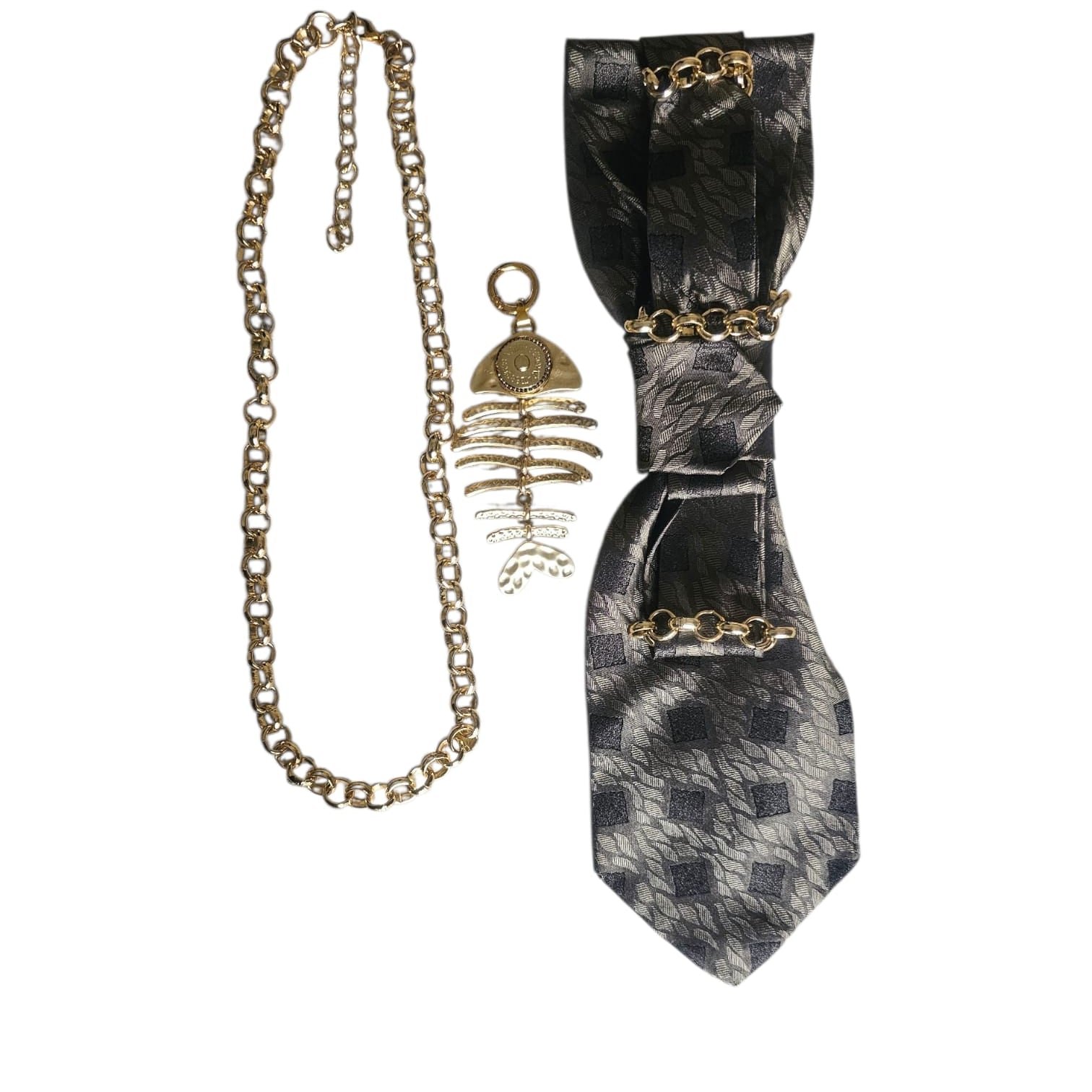 cravatta gioiello componibile Mystic Fish Gold 3 pezzi in 1