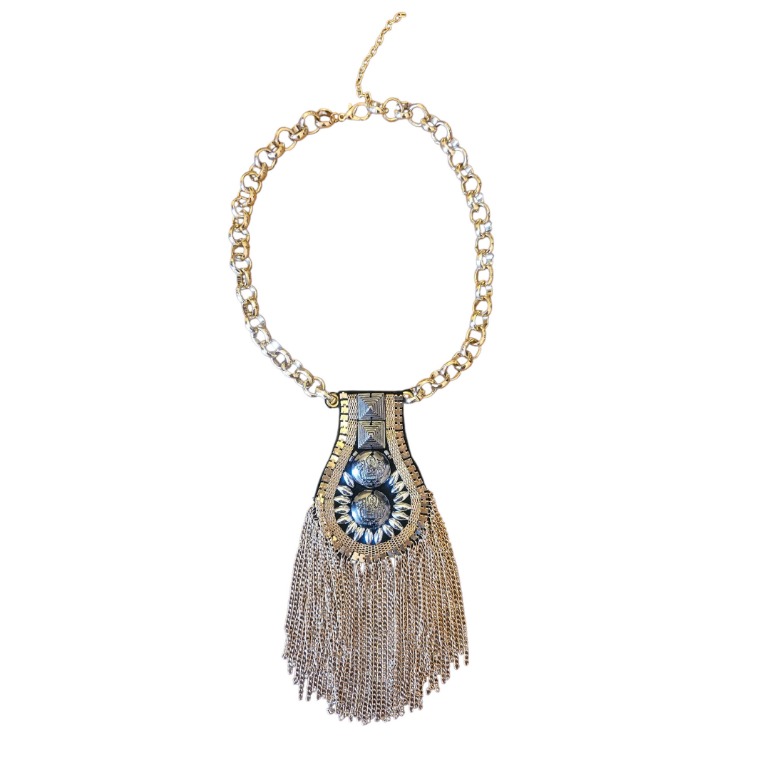 Collana cravatta Mannish gold frange regolabile e allungabile