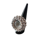 Anello Rockabilly regolabile con cristallo Swarovski colore fume' su piedistallo nero 